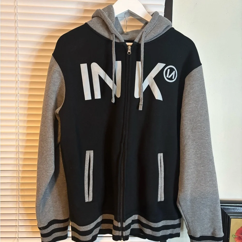 INK Addict Unisex Black and Gray Varsity Jacket - Picture 1 of 4